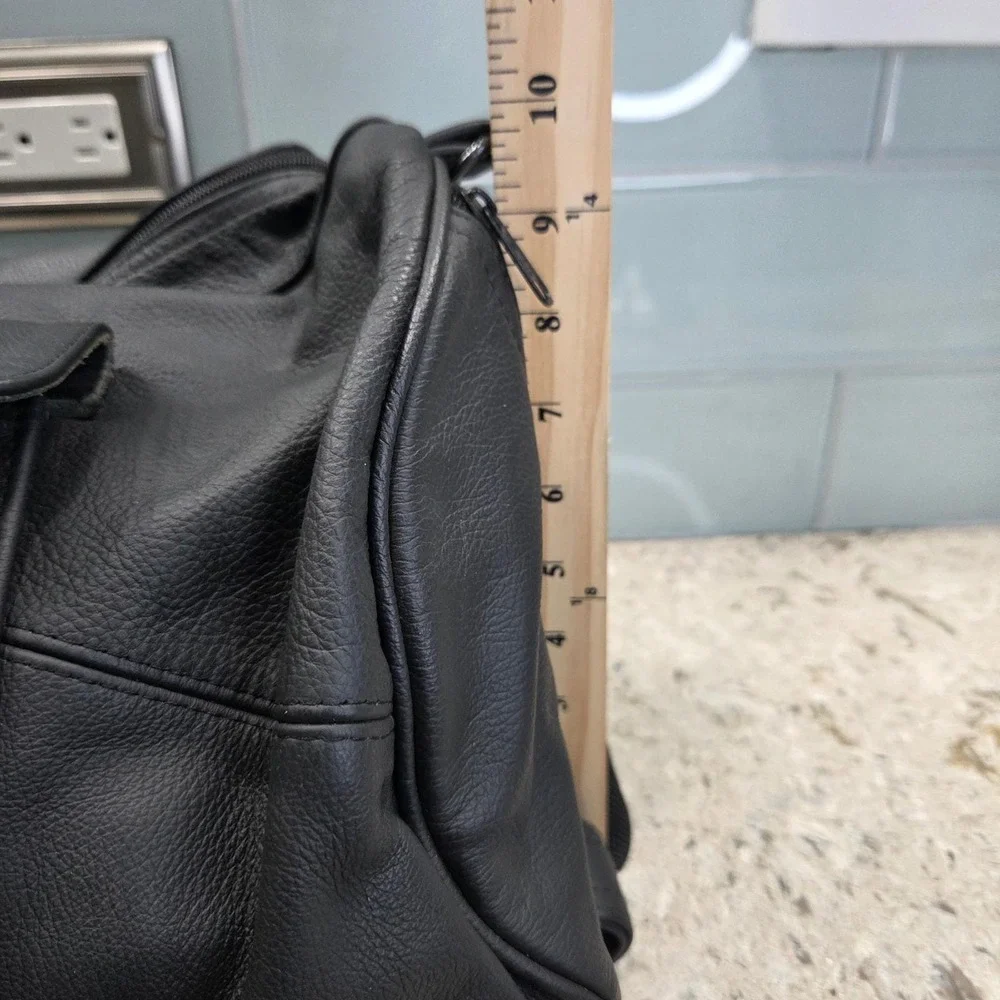 NEW Black Leather Motorcycle Saddle Bag Travel Weekend Overnight‎ Pockets